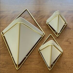Gold and White Geometric Wall Shelves